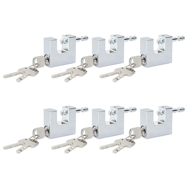 vidaXL H&auml;ngl&aring;s 6 pcs Silver 4,2 x 1,9 x 4 cm J&auml;rn