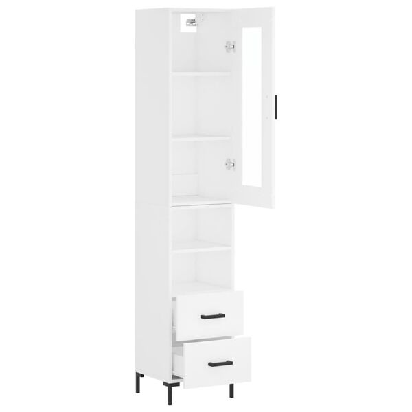 vidaXL H&ouml;gsk&aring;p vit 34,5x34x180 cm konstruerat tr&auml;