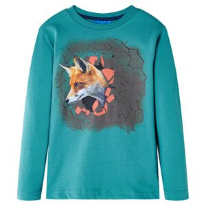 T-shirt med l&aring;nga &auml;rmar f&ouml;r barn aquagr&ouml;n 104