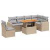vidaXL Matgrupp f&ouml;r tr&auml;dg&aring;rden med dynor 7 delar beige konstrotting