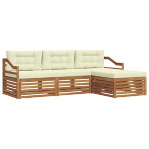 vidaXL Utomhussoffset med kudde 4 pcs Naturlig och Gr&auml;dde