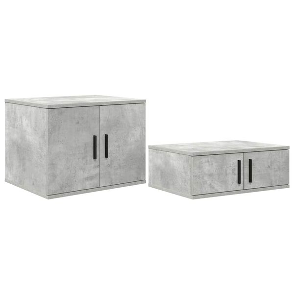 vidaXL F&ouml;rvaringssk&aring;p 2 pcs Betonggr&aring; 127 x 41 x 40 cm Konstruerat tr&auml;
