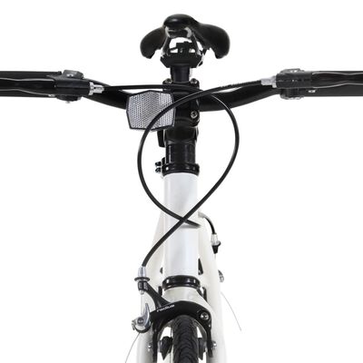 vidaXL Fixed gear cykel vit och orange 700c 51 cm