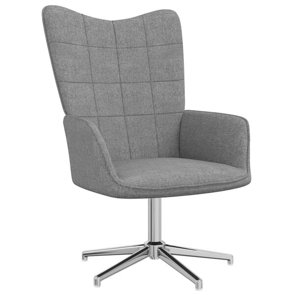 vidaXL Vilstol med fotpall ljusgr&aring; tyg