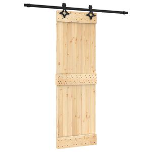 vidaXL Skjutd&ouml;rr Naturlig och svart 70 x 210 cm Massiv furutr&auml;d&ouml;rr
