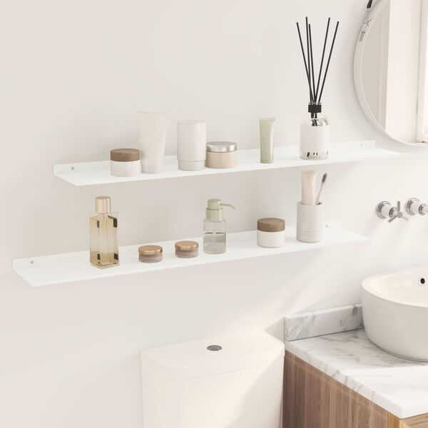 vidaXL Flytande hylla V&auml;ggmonterad 2 pcs Vit 100 x 18 x 2,5 cm St&aring;l