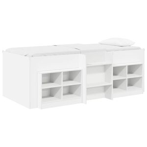 vidaXL Loft s&auml;ngram med sk&aring;p med hylla 3 pcs Vit Konstruerat tr&auml;