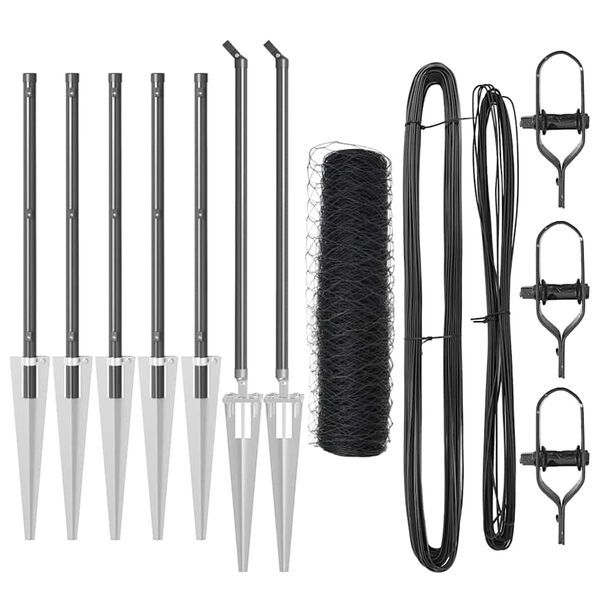 vidaXL St&auml;ngselstolpe Gr&aring; 10 x 1 m (50 mm n&auml;t) St&aring;l och PVC