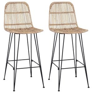 vidaXL Barpall 2 pcs Naturlig 44 x 55 x 109 cm Rattan och St&aring;l