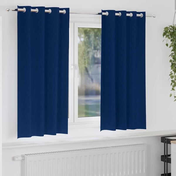 vidaXL M&ouml;rkl&auml;ggningsgardiner med Ringar 2 pcs M&ouml;rkbl&aring; 175 x 140 cm