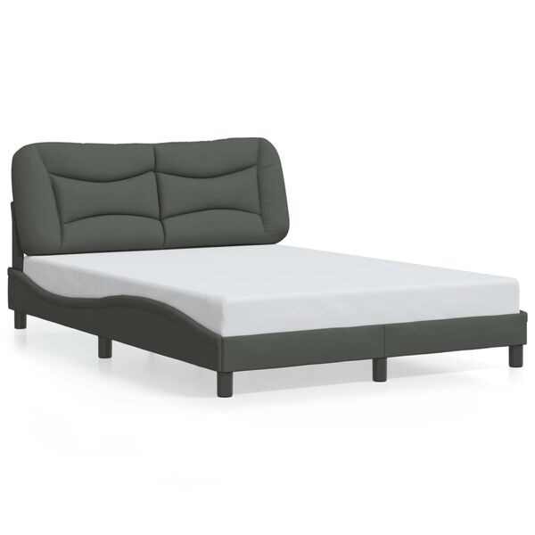 vidaXL Bed Frame without Mattress "Hvar" Dark Grey 140x200 cm Fabric