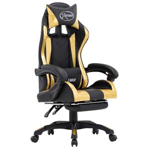 vidaXL Gamingstol med fotst&ouml;d guld och svart konstl&auml;der