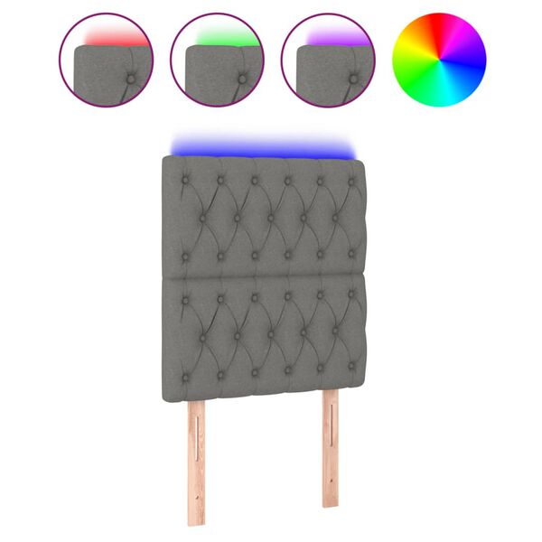 vidaXL S&auml;nggavel LED m&ouml;rkgr&aring; 80x7x118/128 cm tyg