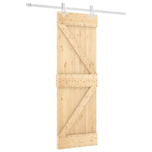vidaXL Skjutd&ouml;rr Naturlig och vit 70 x 210 cm Massiv furutr&auml;d&ouml;rr