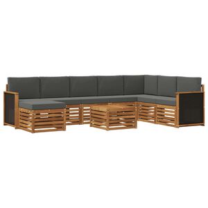 vidaXL Utomhussoffset med kudde 7 pcs Naturlig och Antracit
