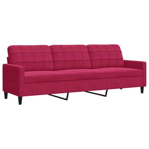 vidaXL 3-sitssoffa vinr&ouml;d 210 cm sammet