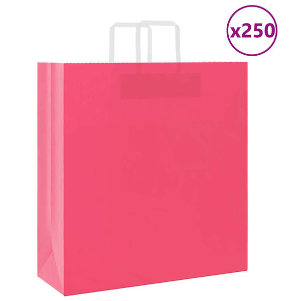 vidaXL Pappersp&aring;sar 250 st med handtag rosa 45x17x48 cm