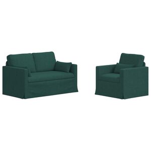 vidaXL Soffa 2 pcs M&ouml;rkgr&ouml;n 139 x 78 x 80 cm tyg