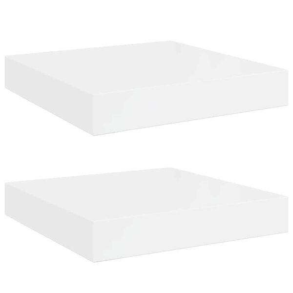 vidaXL Sv&auml;vande v&auml;gghyllor 2 st vit h&ouml;gglans 23x23,5x3,8 cm MDF