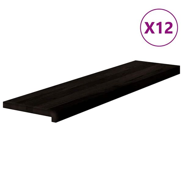 vidaXL Trappstegsmattor 12 pcs m&ouml;rkbrun 100x25x2 cm massiv ek