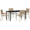 vidaXL Tr&auml;dg&aring;rdsm&ouml;belset med kudde 5 pcs Beige konstrotting