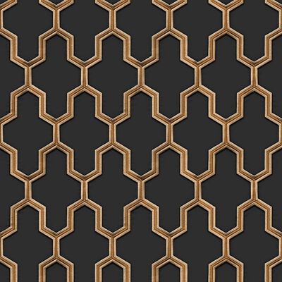 DUTCH WALLCOVERINGS Tapet Geometric svart och guld