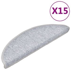 vidaXL Trappmattor 15 st 56x17x3 cm ljusgr&aring; halvrunda