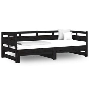 vidaXL B&auml;ddsoffa svart massiv furu 2x(80x200) cm