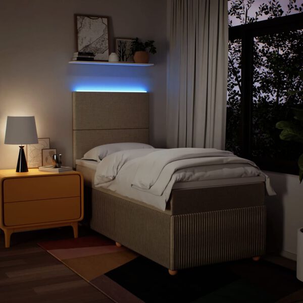 vidaXL Rams&auml;ng med madrass gr&auml;ddvit 90x200 cm tyg