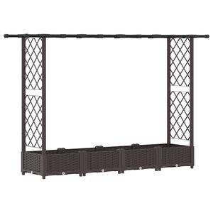 vidaXL Upph&ouml;jd B&auml;dd med Spalj&eacute; och Tak Brun 203 x 40 x 121 cm PP