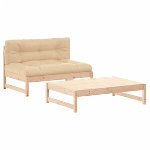 vidaXL Loungegrupp med dynor 2 delar massivt tr&auml;