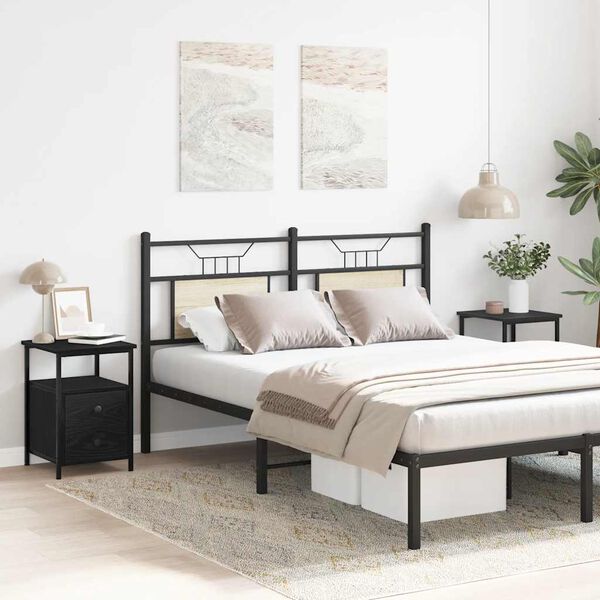 vidaXL Sängbord 2 st svart ek 34x35,5x50 cm parkett