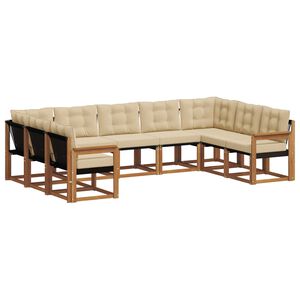 vidaXL Utomhussoffset 9 pcs Naturlig och Beige Massivt Akaciatr&auml;