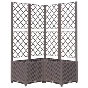 vidaXL Odlingsl&aring;da med spalj&eacute; brun 80x80x136 cm PP