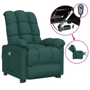 vidaXL Massagef&aring;t&ouml;lj m&ouml;rkgr&ouml;n tyg