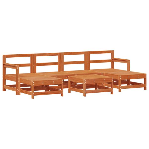 vidaXL Tr&auml;dg&aring;rd loungem&ouml;bler 7 pcs VaxBrun Massivt furu