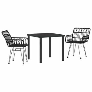 vidaXL Tr&auml;dg&aring;rdsm&ouml;belset 3 pcs Svart Pulverlackerat st&aring;l