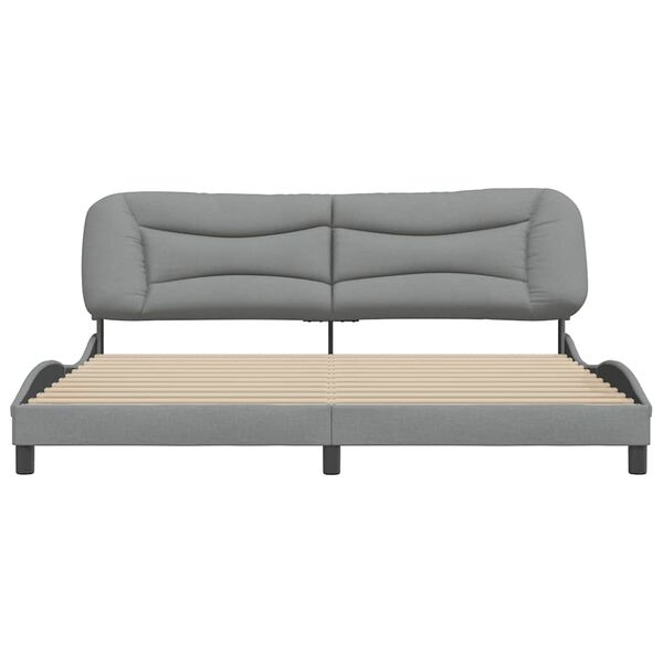 vidaXL Bed Frame without Mattress "Hvar" Light Grey 200x200 cm Fabric