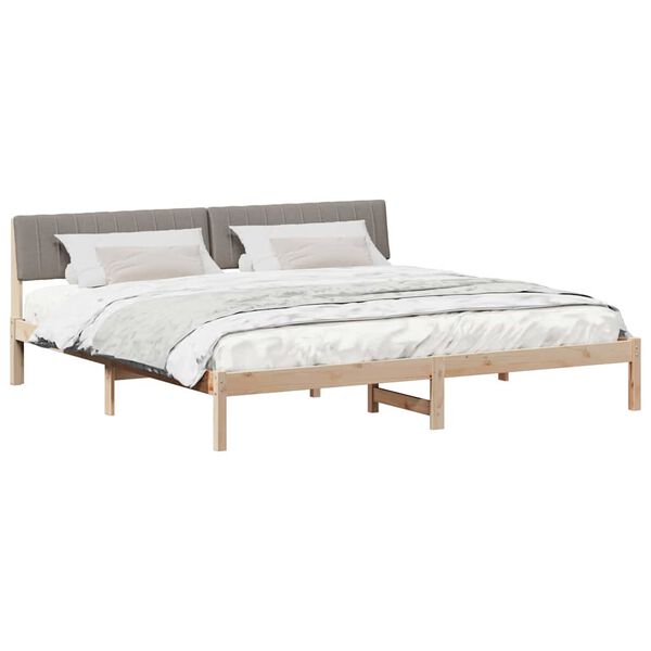 vidaXL S&auml;ngram med huvudgavel Brun och taupe 200 x 200 cm Massiv furu