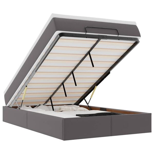 vidaXL Ottoman sängram med madrass grå 120x200 cm konstläder