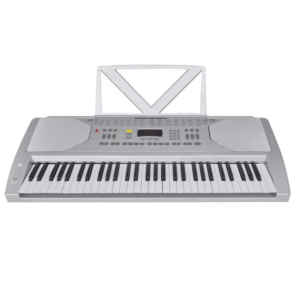 vidaXL Elektrisk keyboard 61 tangenter silver och vit