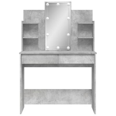 vidaXL Sminkbord med LED betonggrå 96x40x142 cm