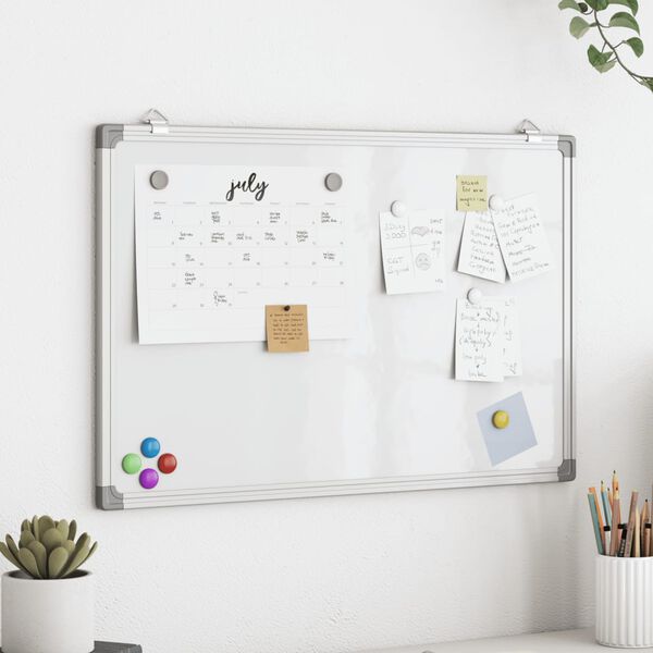 vidaXL Magnetisk whiteboard 60x40x1,7 cm aluminium