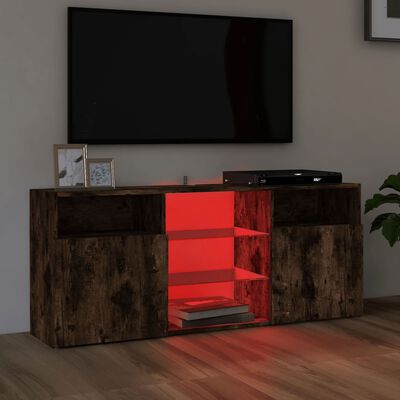 vidaXL TV-bänk med LED-belysning rökfärgad ek 120x30x50 cm