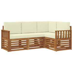 vidaXL Soffgrupper 4 pcs Naturlig och Gr&auml;dde Massivt Akaciatr&auml;