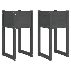 vidaXL Odlingsl&aring;dor 2 st gr&aring; 40x40x81 cm massiv furu