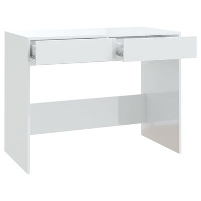vidaXL Skrivbord vit högglans 101x50x76,5 cm konstruerat trä