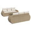 vidaXL Matgrupp f&ouml;r tr&auml;dg&aring;rden med dynor 7 delar beige konstrotting