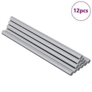 vidaXL G&auml;ngade st&auml;nger 12 pcs Silver M6 x 120 mm Metall