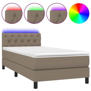 vidaXL Rams&auml;ng med madrass & LED taupe 80x200 cm tyg